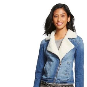 Fitted Denim Sherpa Jacket